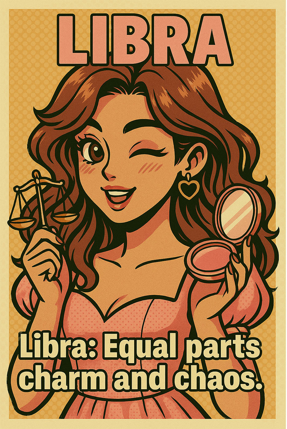 Libra Zodiac Girl Pop Art | Balanced and Bold | Usha Design Studio